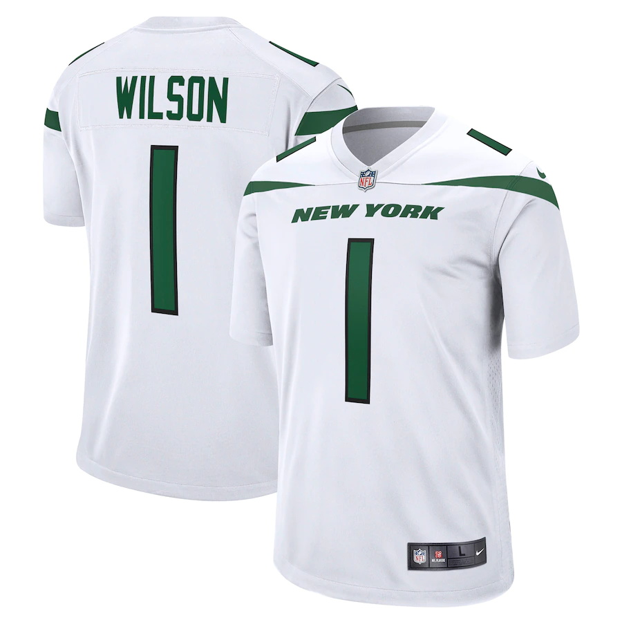 Mens New York Jets #1 Zach Wilson Nike White 2021 NFL Draft First Round Pick Game Jersey